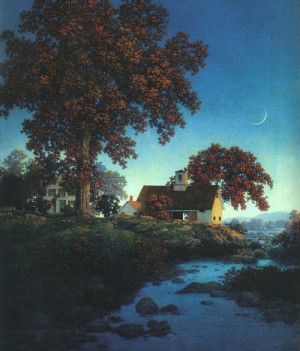 Oil parrish, maxfield Painting - New Moon, 1958, by Parrish, Maxfield