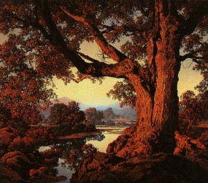 Oil parrish, maxfield Painting - Riverbank in Autumn, 1938 by Parrish, Maxfield