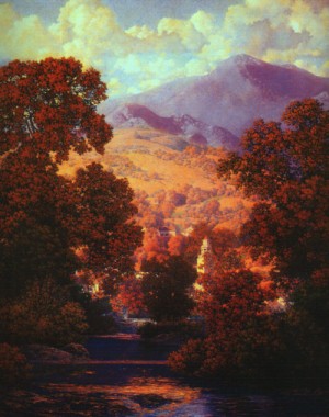 Oil parrish, maxfield Painting - Sunlit Valley, 1947 by Parrish, Maxfield