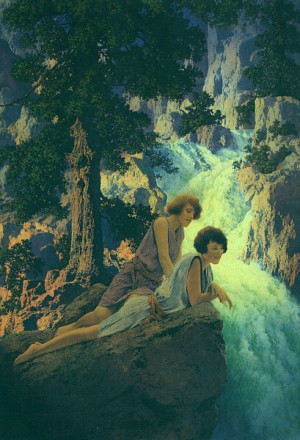 Oil parrish, maxfield Painting - Waterfall, 1930 by Parrish, Maxfield