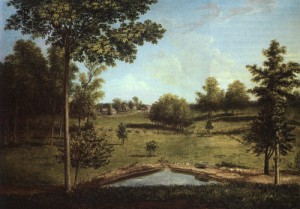 Oil landscape Painting - Landscape Looking Towards Sellers Hall from Mill Bank, 1818, by Peale, Charles Willson