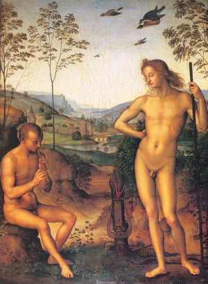 Oil perugino ,pietro Painting - Apollo and Marsyas by Perugino ,Pietro