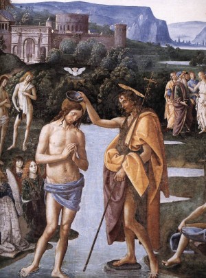 Oil perugino ,pietro Painting - Baptism of Christ (detail)    c. 1482 by Perugino ,Pietro