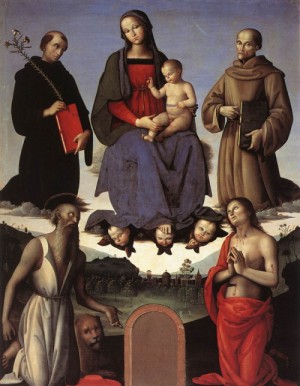 Oil madonna Painting - Madonna and Child with Four Saints (Tezi Altarpiece)    1500 by Perugino ,Pietro