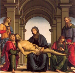 Oil madonna Painting - Madonna and Child with Saints John the Baptist and Sebastian   1493 by Perugino ,Pietro