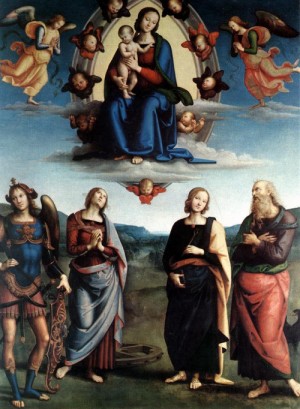 Oil perugino ,pietro Painting - Madonna in Glory with the Child and Saints    1495-96 by Perugino ,Pietro