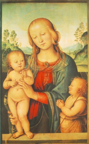 Oil madonna Painting - Madonna with Child and Little St John    1505-10 by Perugino ,Pietro