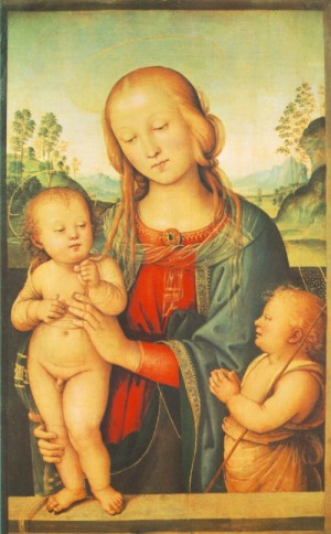 Oil perugino ,pietro Painting - Madonna with Child and Little St John    1505-10 by Perugino ,Pietro