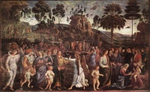 Oil perugino ,pietro Painting - Moses's Journey into Egypt    c. 1482 by Perugino ,Pietro