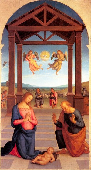 Oil perugino ,pietro Painting - Nativity (From the Polyptych of St. Augustine)  1506-10 by Perugino ,Pietro