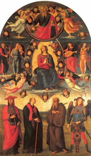 Oil perugino ,pietro Painting - The Assumption of the Virgin with Saints  1500 by Perugino ,Pietro
