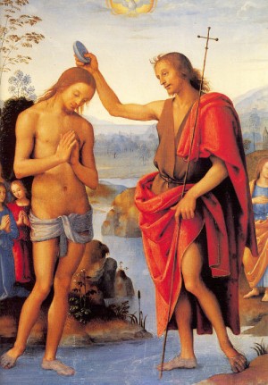 Oil perugino ,pietro Painting - The Baptism of Christ   1490-1500 by Perugino ,Pietro