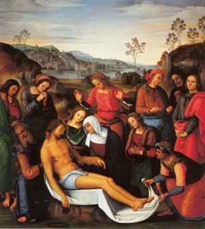 Oil perugino ,pietro Painting - The Lamentation over the Dead Christ  1495 by Perugino ,Pietro