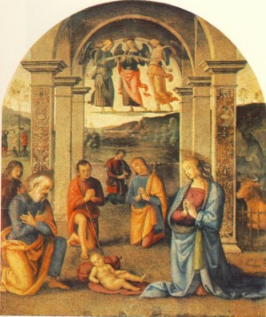 Oil perugino ,pietro Painting - The Presepio   1498 by Perugino ,Pietro