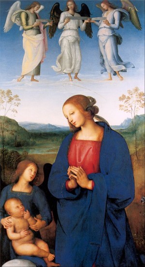 Oil angel Painting - The Virgin and Child with an Angel  1496-1500 by Perugino ,Pietro