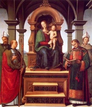 Oil perugino ,pietro Painting - The Virgin and Child with Saints    1497 by Perugino ,Pietro