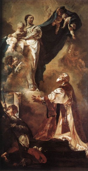 Oil piazzetta, giovanni battista Painting - The Virgin Appearing to St Philip Neri   1725 by Piazzetta, Giovanni Battista