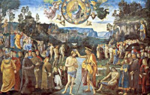 Oil pinturicchio Painting - Scenes from the Life of Christ,The Baptism of Christ by Pinturicchio