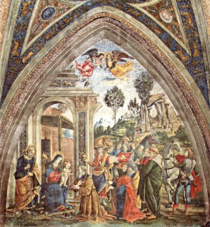 Oil pinturicchio Painting - The Adoration of the Magi - Fresco by Pinturicchio