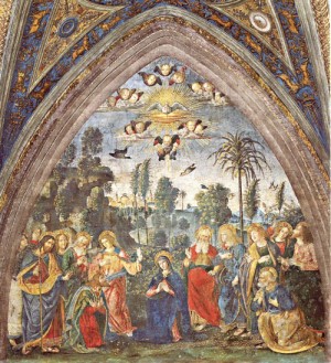 Oil pinturicchio Painting - The Assumption of the Virgin by Pinturicchio
