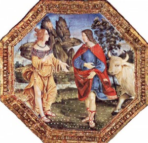 Oil pinturicchio Painting - The Myth of the Bull Apis by Pinturicchio