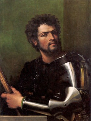 Oil piombo, sebastiano del Painting - Portrait of a Man in Armor  1512-13 by Piombo, Sebastiano del