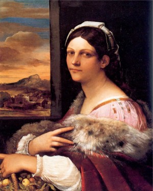 Oil woman Painting - Portrait of a Young Woman called 'Dorotea' by Piombo, Sebastiano del