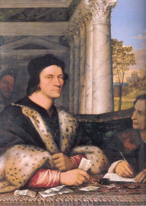 Oil piombo, sebastiano del Painting - Portrait of Ferry Carondelet and his Secretaries   1510-20  Museo Thyssen-Bornemisza, Madrid. by Piombo, Sebastiano del