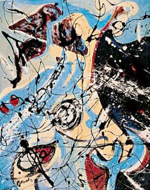Oil pollock,jackson Painting - Composition mit blau by Pollock,Jackson