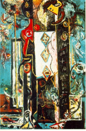Oil pollock,jackson Painting - Male and Female    1942 by Pollock,Jackson
