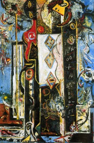 Oil pollock,jackson Painting - Male and Female. c. 1942 by Pollock,Jackson