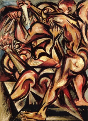 Oil pollock,jackson Painting - Naked Man with Knife, 1938-40 by Pollock,Jackson