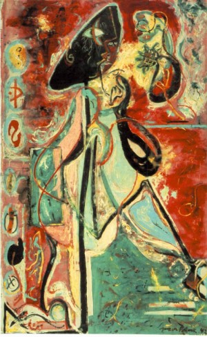 Oil woman Painting - The Moon-Woman   1942 by Pollock,Jackson