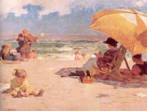Oil potthast, edward henry Painting - At the Seaside by Potthast, Edward Henry