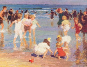 Oil potthast, edward henry Painting - Happy Days  1910-20 by Potthast, Edward Henry