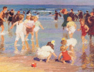 Oil potthast, edward henry Painting - Happy Days  1910-20 by Potthast, Edward Henry