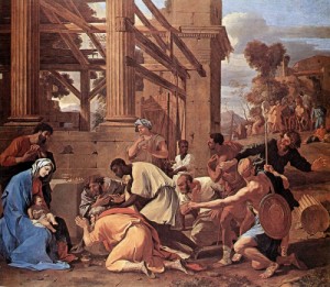 Oil poussin, nicolas Painting - Adoration of the Magi    1633 by Poussin, Nicolas