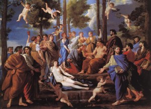 Oil poussin, nicolas Painting - Apollo and the Muses (Parnassus)    1630s by Poussin, Nicolas