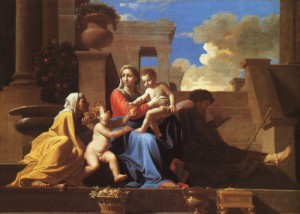 Oil poussin, nicolas Painting - Holy Family on the Steps, 1666-88 by Poussin, Nicolas