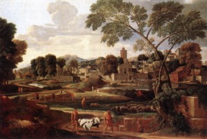 Oil poussin, nicolas Painting - Landscape with the Funeral of Phocion    1648 by Poussin, Nicolas