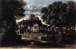 Oil landscape Painting - Landscape with the Gathering of the Ashes of Phocion by his Widow    1648 by Poussin, Nicolas