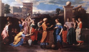 Oil poussin, nicolas Painting - Rebecca at the Well    c. 1648 by Poussin, Nicolas