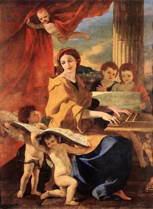 Oil poussin, nicolas Painting - St Cecilia    1627-28 by Poussin, Nicolas