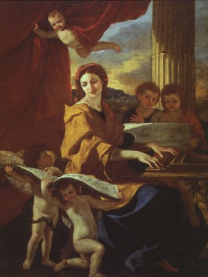 Oil poussin, nicolas Painting - St. Cecilia by Poussin, Nicolas