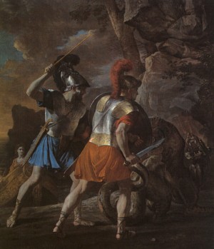 Oil poussin, nicolas Painting - The Companions of Rinaldo by Poussin, Nicolas