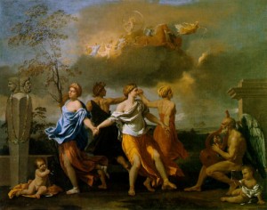  Photograph - The dance to the music of time  c. 1640 by Poussin, Nicolas