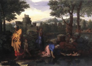 Oil poussin, nicolas Painting - The Exposition of Moses    c. 1650 by Poussin, Nicolas