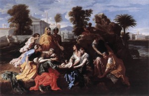 Oil poussin, nicolas Painting - The Finding of Moses    1651 by Poussin, Nicolas