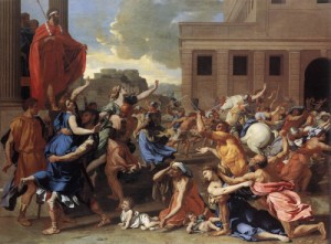 Oil poussin, nicolas Painting - The Rape of the Sabine Women    1634-35 by Poussin, Nicolas