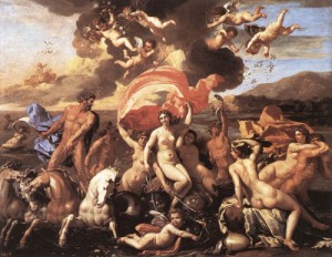 Oil poussin, nicolas Painting - The Triumph of Neptune    1634 by Poussin, Nicolas